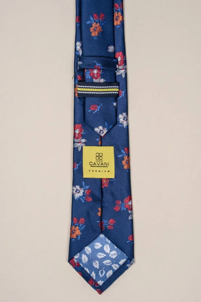 Cavani - Navy - Floral Red Krawattenset - gentleman set