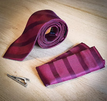 Cavani weinrote Krawatte, Einstecktuch, Krawattenclip