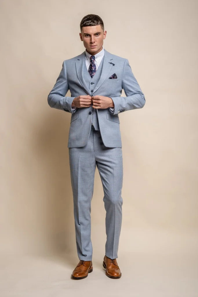 Dreiteiliger Anzug Cavani Miami Himmel Slim Fit Anzug
