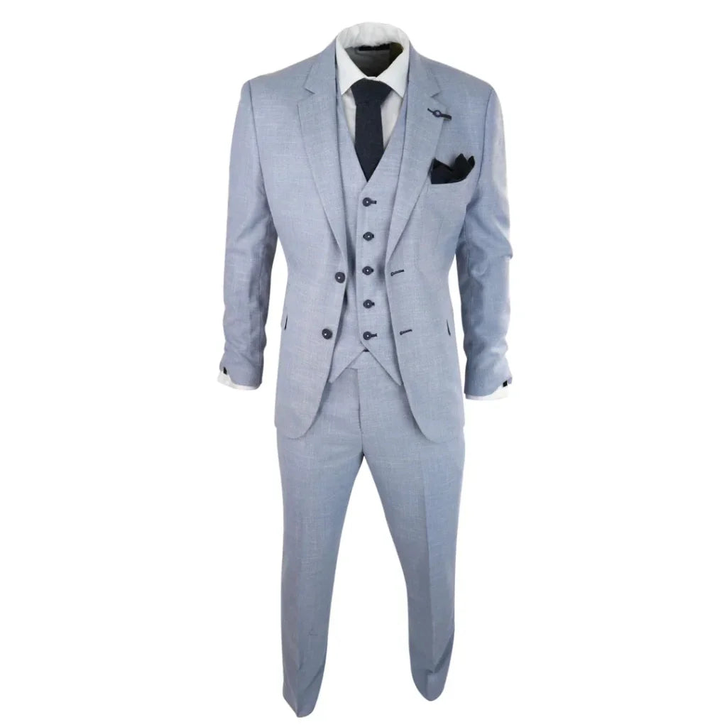 Dreiteiliger Anzug Cavani Miami Himmel Slim Fit Anzug