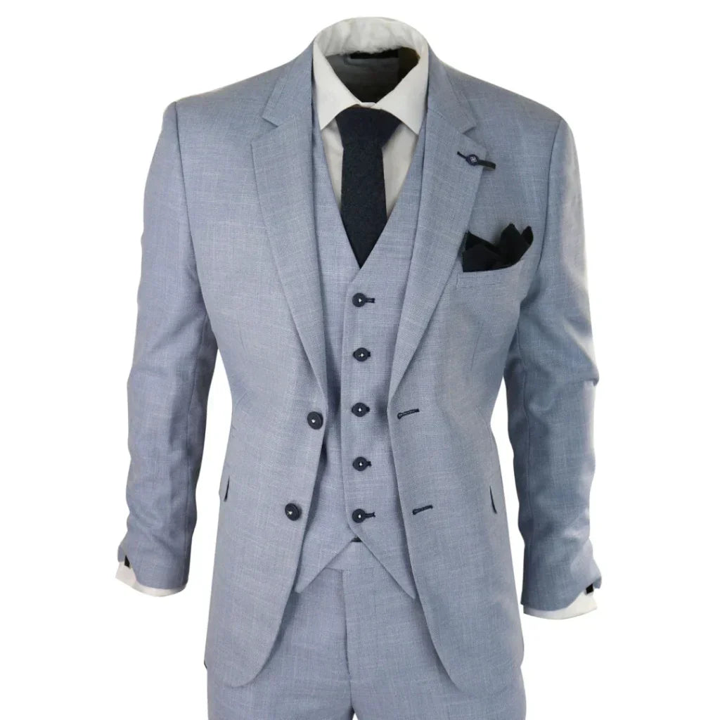 Dreiteiliger Anzug Cavani Miami Himmel Slim Fit Anzug