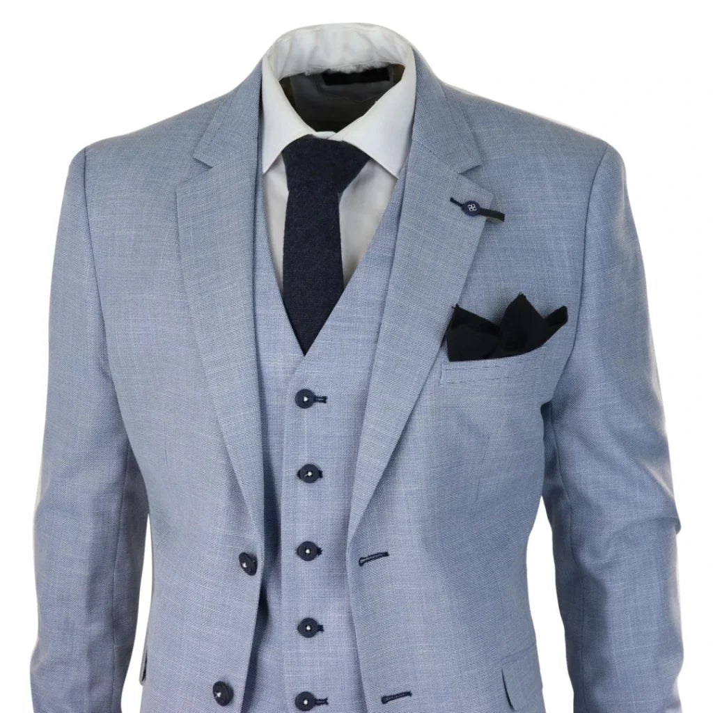 Dreiteiliger Anzug Cavani Miami Himmel Slim Fit Anzug