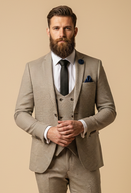 Dreiteiliger Herrenanzug Cavani Elwood Hahnentritt