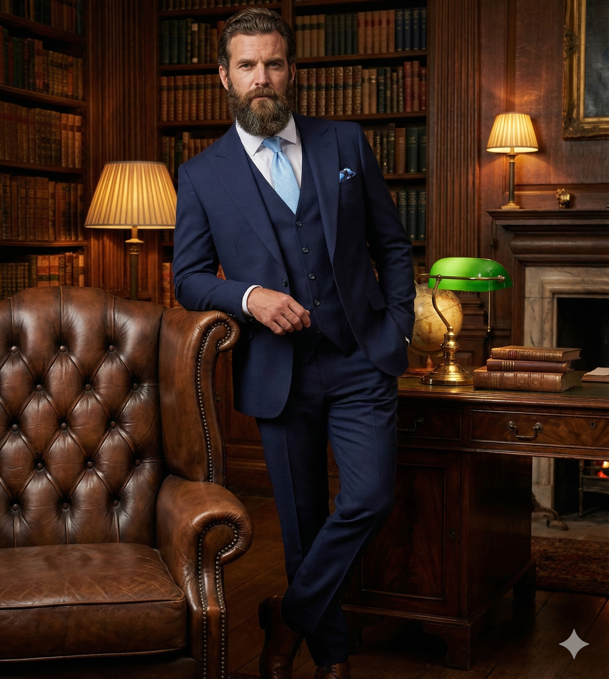 Dreiteiliger Herrenanzug – Cavani James Navy Super 130s