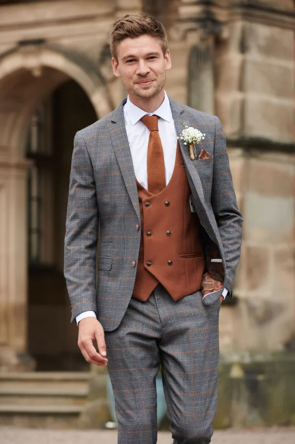 Dreiteiliger Herrenanzug Jenson Grey/Tan Mix and Match