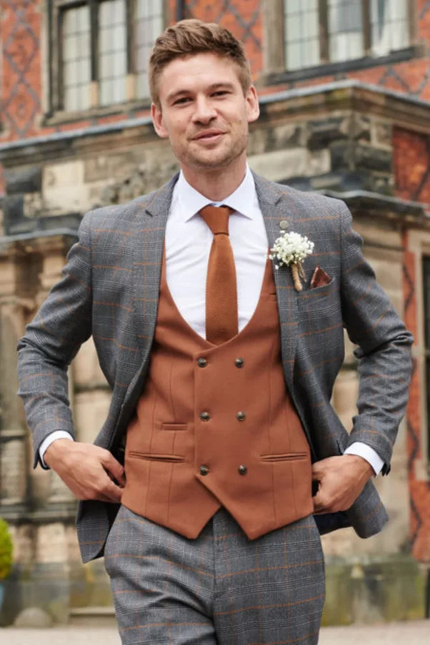 Dreiteiliger Herrenanzug Jenson Grey/Tan Mix and Match