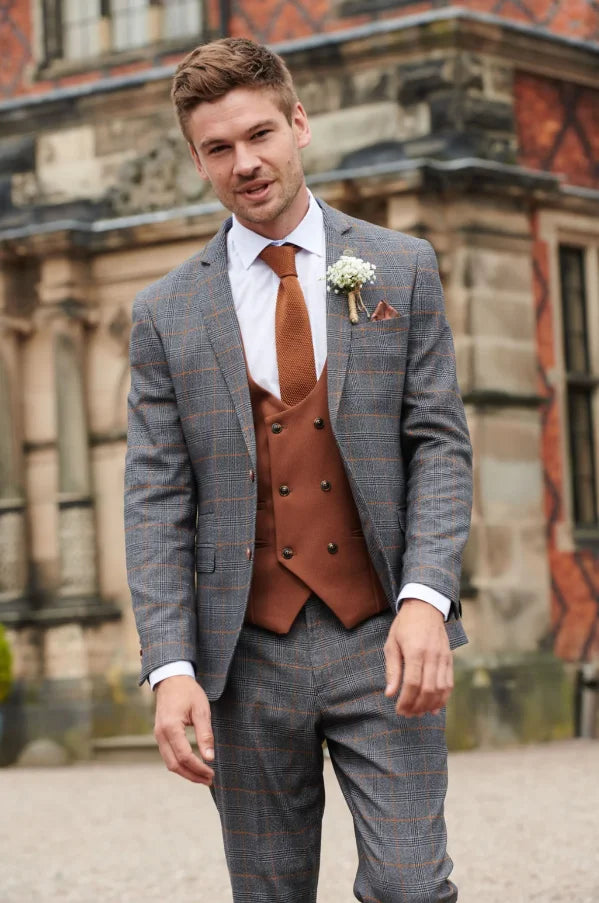 Dreiteiliger Herrenanzug Jenson Grey/Tan Mix and Match