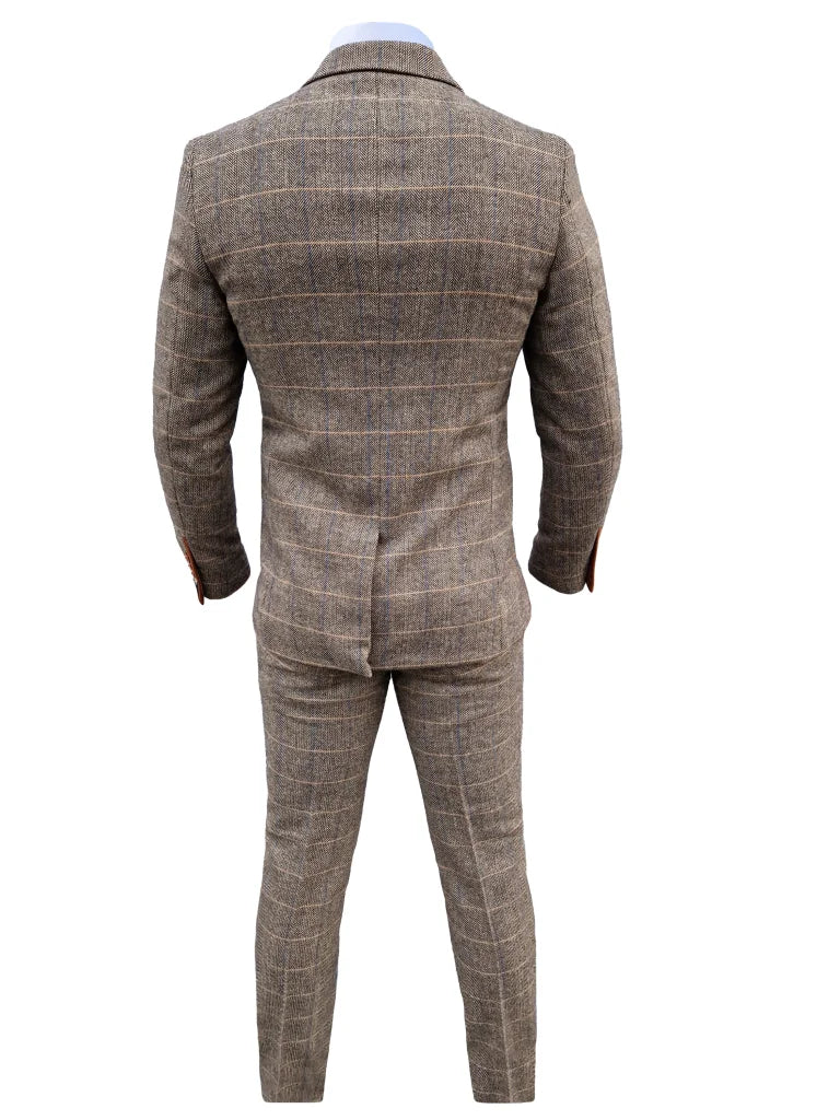 Dreiteiliger Herrenanzug Marc Darcy Herringbone Brown - Mix