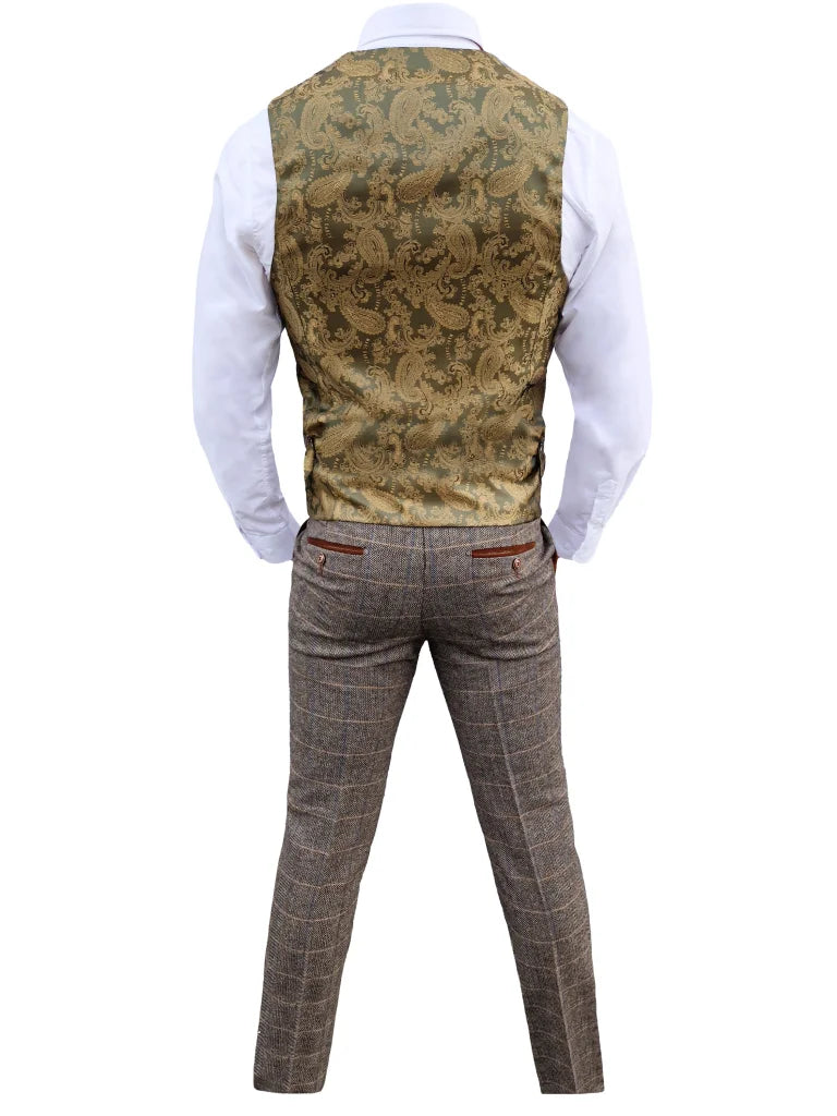 Dreiteiliger Herrenanzug Marc Darcy Herringbone Brown - Mix