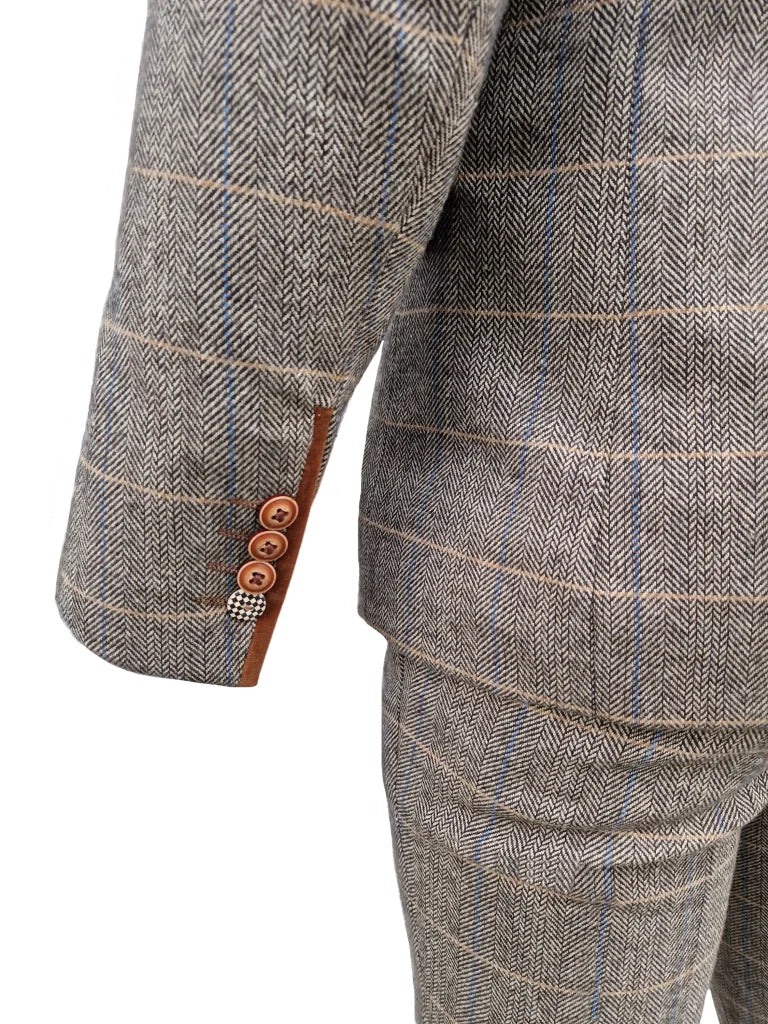Dreiteiliger Herrenanzug Marc Darcy Herringbone Brown - Mix