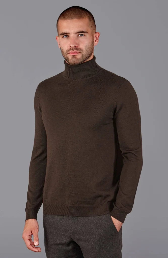 Extra feiner Merinowollpullover mit Rollkragen für Herren