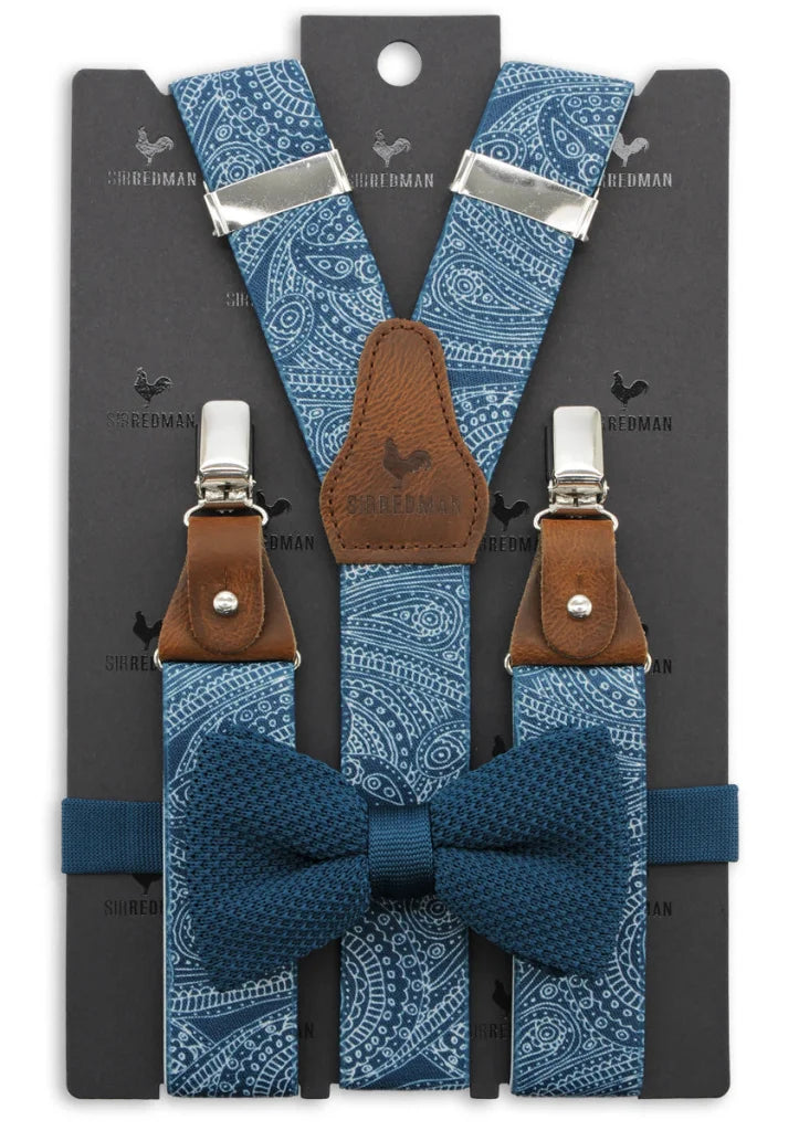 Hosenträger Gentleman Set Paisley Sketch blau - blau
