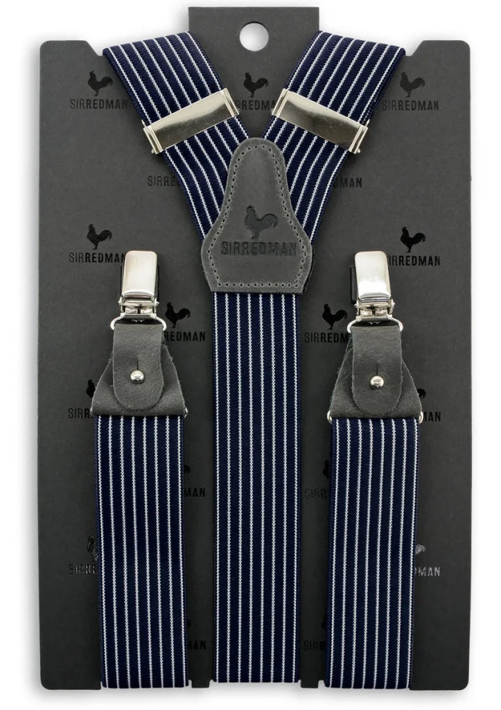 Klassische Hosenträger marineblau mit grauen