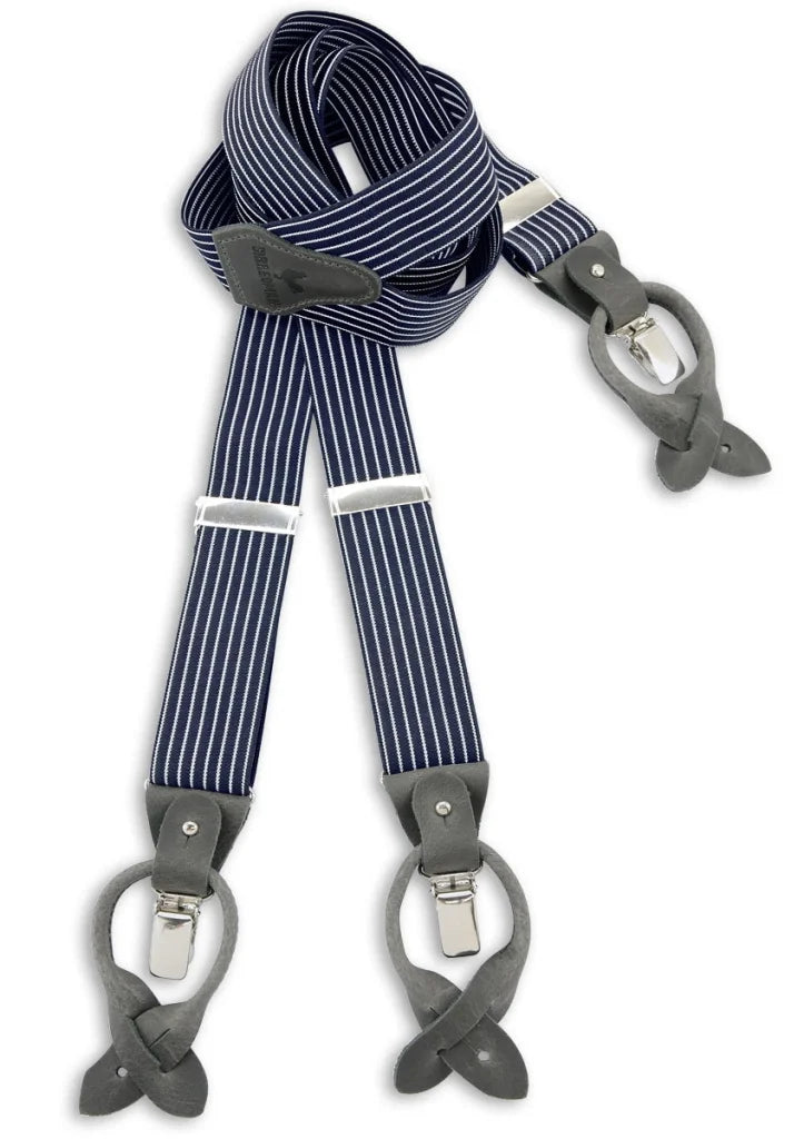 Klassische Hosenträger marineblau mit grauen