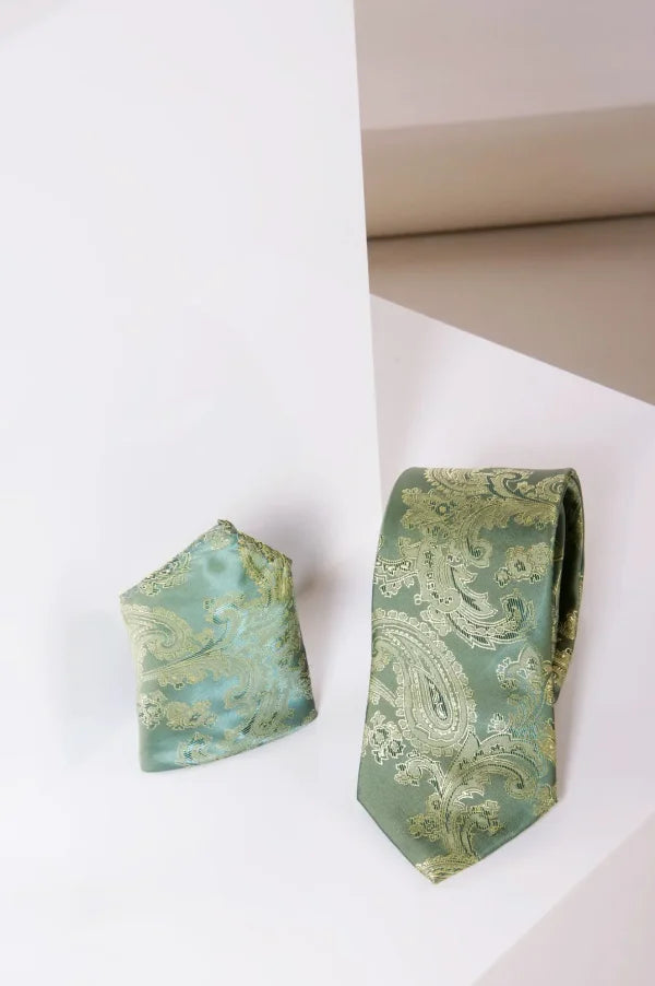 Marc Darcy Gentlemen-Set Green Paisley Krawatte &