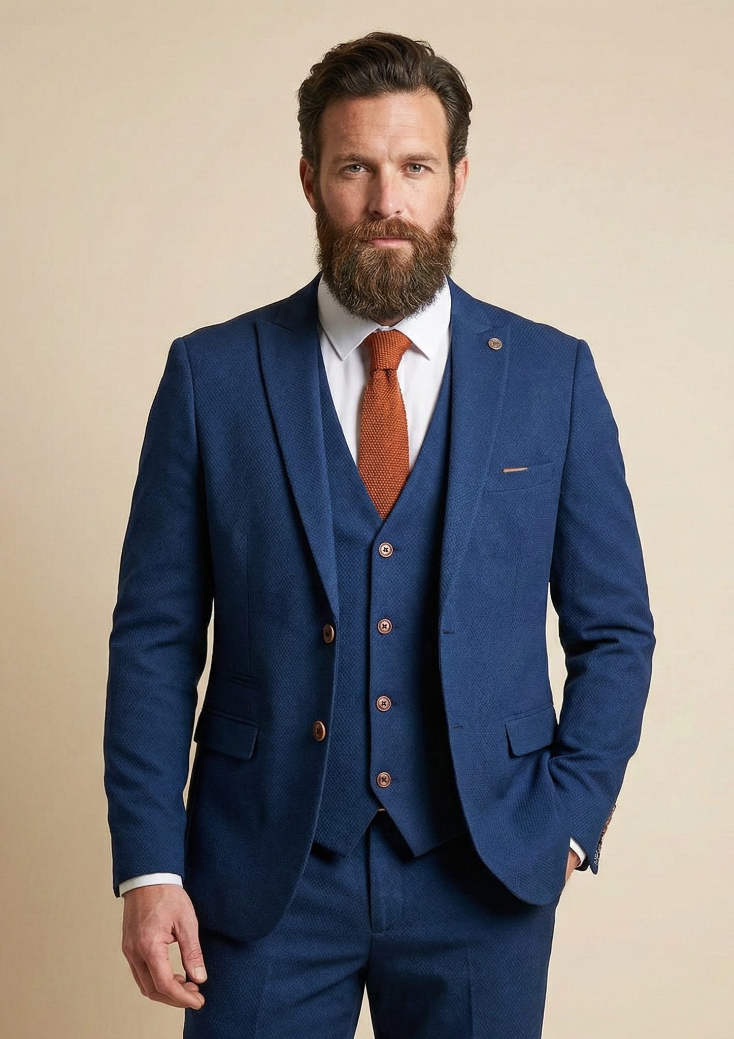 Marineblauer Anzug - Max königsblauer 3-teiliger Anzug