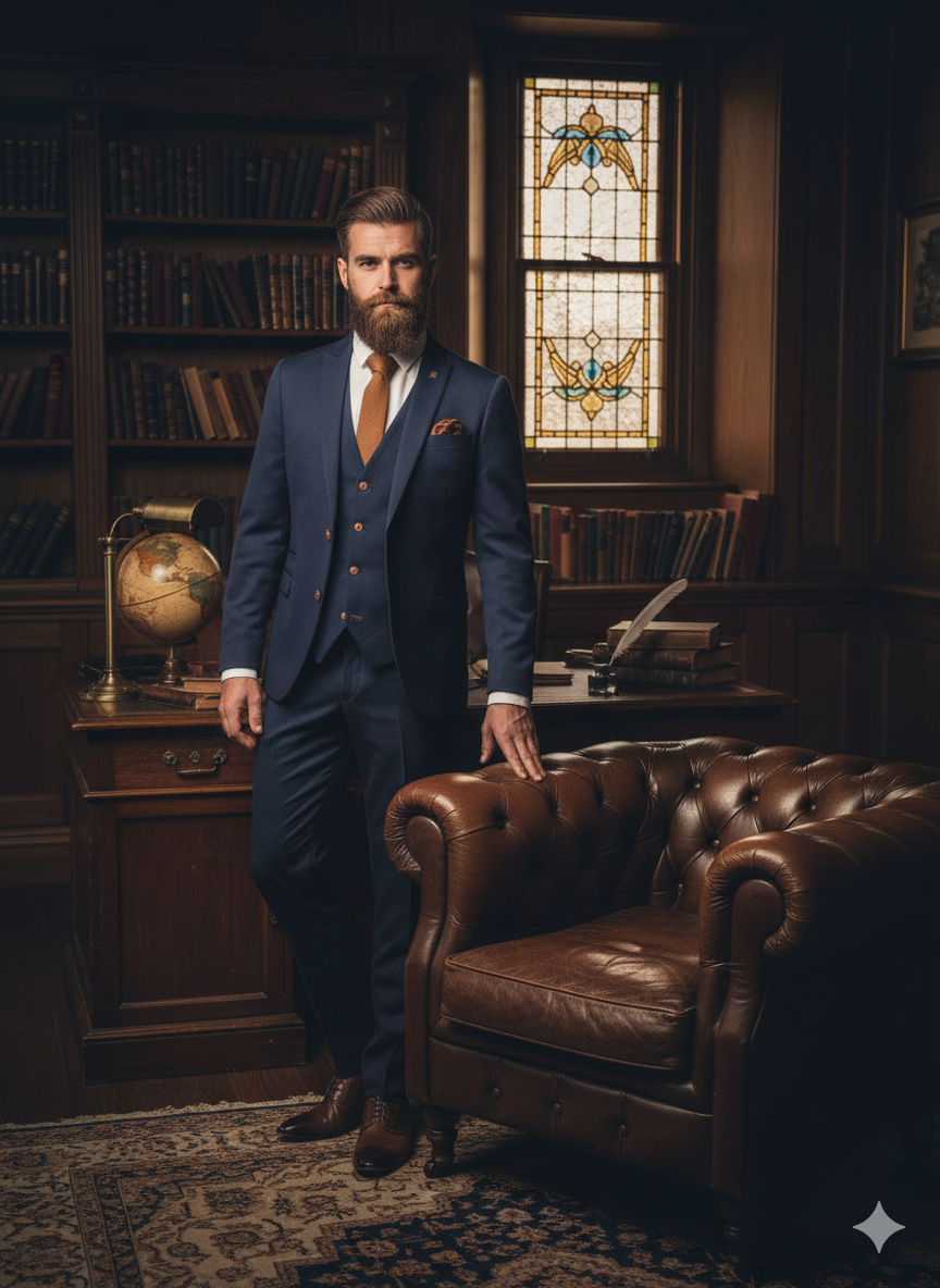 Marineblauer Anzug - Max königsblauer 3-teiliger Anzug