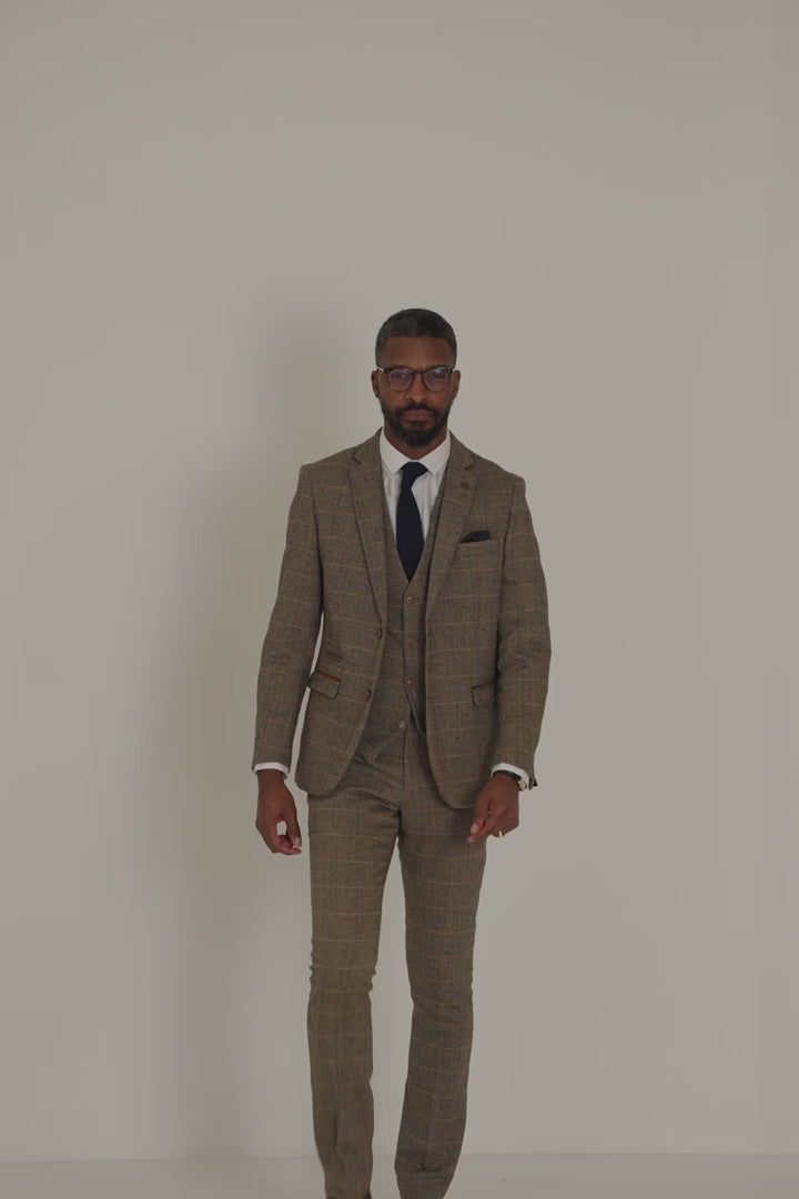 Dreiteiliger Anzug, Herringbone Brown Classic