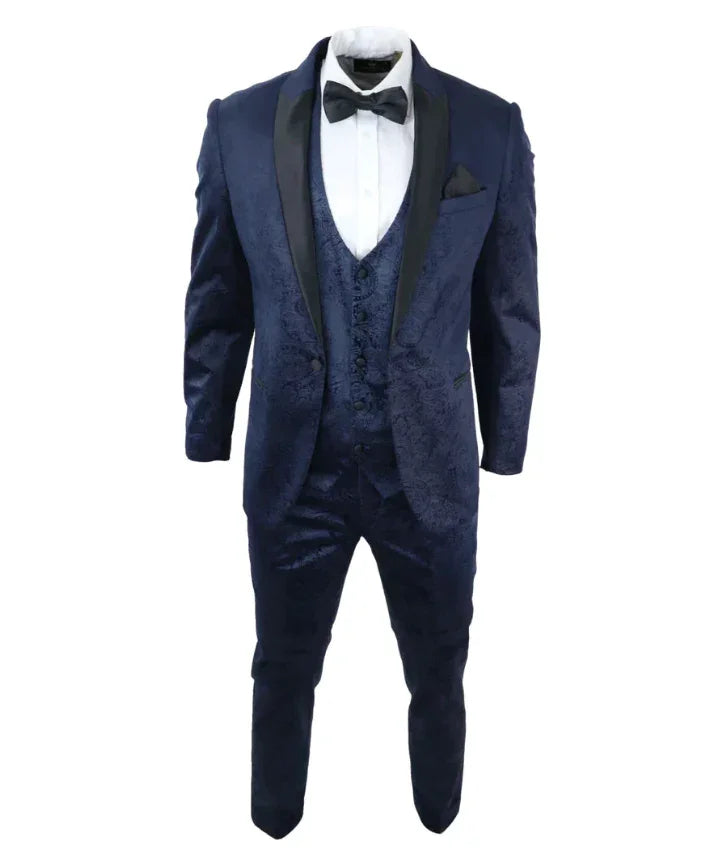 Smoking Navy Samt Paisley - tuxedo